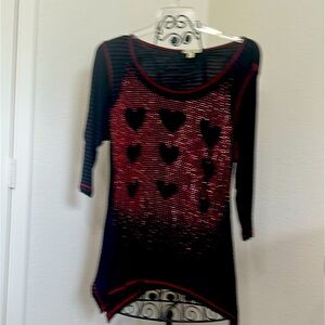 Chic Black and Red Heart Top